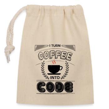 ICH VERWANDLE KAFFEE IN CODE - Verschließbarer Geschenkbeutel aus Baumwolle (14x20cm) - Natur - Vorne