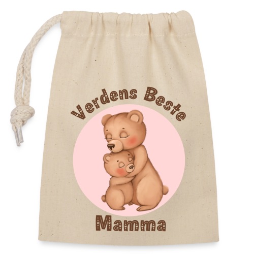 Verdens beste mamma - Gavepose av bomull med lukkemekanisme (14x20cm)