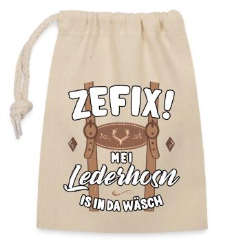 Lederhose T-Shirt Trachten Trachtenshirt Herren - Verschließbarer Geschenkbeutel aus Baumwolle (14x20cm) - Natur - Vorne
