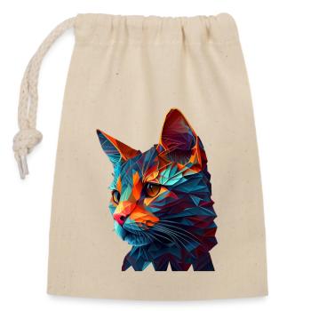 Katze Katzen Kätzchen Polygon Katze - Verschließbarer Geschenkbeutel aus Baumwolle (14x20cm) - Natur - Vorne