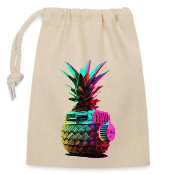 EDM Music Rave Festival Pineapple Techno - Closable cotton gift bag (14x20cm) - nature - Front