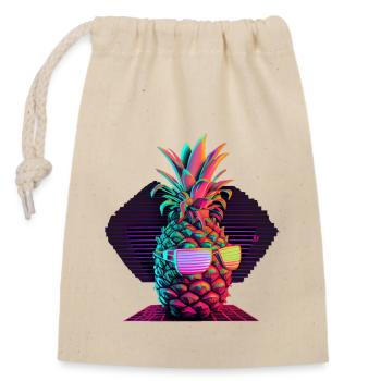 EDM Music Rave Festival Pineapple Techno - Closable cotton gift bag (14x20cm) - nature - Front