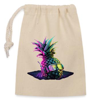 EDM Music Rave Festival Pineapple Techno - Closable cotton gift bag (14x20cm) - nature - Front