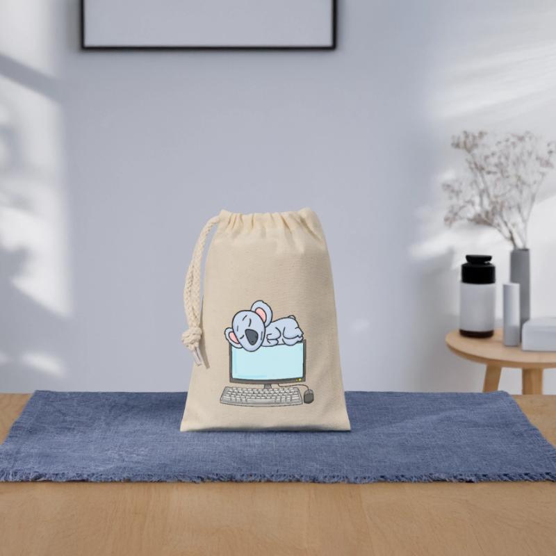 Koala Computer Nerd Programmer Gift Closable cotton gift bag (14x20cm)