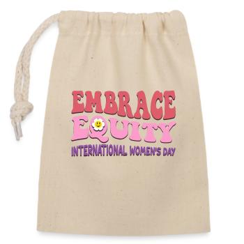 Embrace Equity International Womens Day - Closable cotton gift bag (14x20cm) - nature - Front
