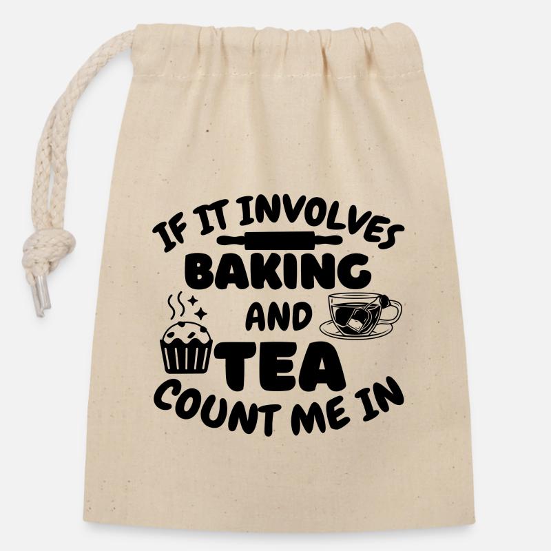 Baker Tea Bakery Pasticceria Tea Baking Pastry Chef - Sacchetto regalo richiudibile in cotone (14x20 cm) - natura