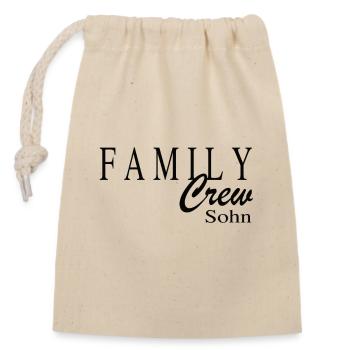 Family Crew Sohn - Verschließbarer Geschenkbeutel aus Baumwolle (14x20cm) - Natur - Vorne