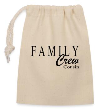 Family Crew Cousin - Verschließbarer Geschenkbeutel aus Baumwolle (14x20cm) - Natur - Vorne