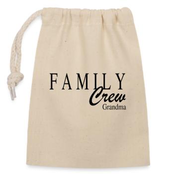 Family Crew Grandma - Verschließbarer Geschenkbeutel aus Baumwolle (14x20cm) - Natur - Vorne
