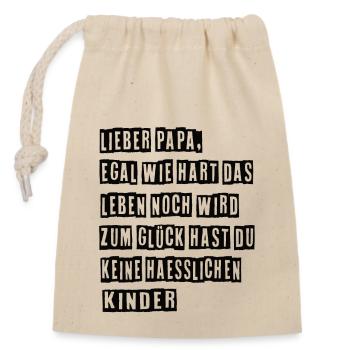 Bester Papa Vater Vatertag Vater und Sohn - Verschließbarer Geschenkbeutel aus Baumwolle (14x20cm) - Natur - Vorne