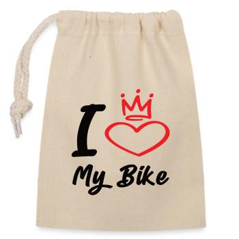 I Love My Bike - Verschließbarer Geschenkbeutel aus Baumwolle (14x20cm) - Natur - Vorne