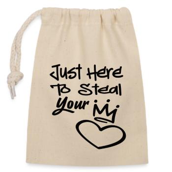 Just here to steal your Heart - Closable cotton gift bag (14x20cm) - nature - Front