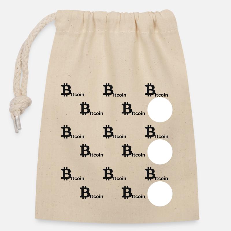 Collage Bitcoin - Sac cadeau en coton avec cordon (14 x 20 cm) - nature