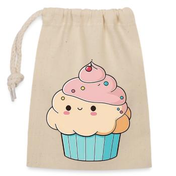 Cupcake Muffin Cake Sweet Kawaii Cute Food - Closable cotton gift bag (14x20cm) - nature - Front