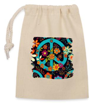Hippie Festival Love Vintage Peace Sign - Closable cotton gift bag (14x20cm) - nature - Front