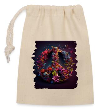 Hippie Festival Love Vintage Peace Sign - Closable cotton gift bag (14x20cm) - nature - Front