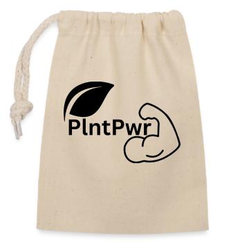 Plant Power T-Shirt - Verschließbarer Geschenkbeutel aus Baumwolle (14x20cm) - Natur - Vorne