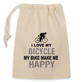 I Love My Bicycle My Bike Make Me Happy - Verschließbarer Geschenkbeutel aus Baumwolle (14x20cm) - Natur - Vorne