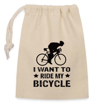 Road Bike I Want To Ride My Bicycle - Closable cotton gift bag (14x20cm) - nature - Front