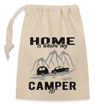 Camping Camper Caravan - Closable cotton gift bag (14x20cm) - nature - Front