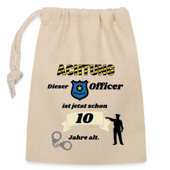 Polizei - 10. Geburtstag, für alle coolen Polizist - Verschließbarer Geschenkbeutel aus Baumwolle (14x20cm) - Natur - Vorne