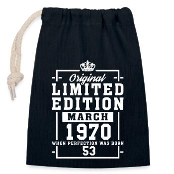 53rd birthday March Born in 1970 Gift idea - Closable cotton gift bag (14x20cm) - navy - Front