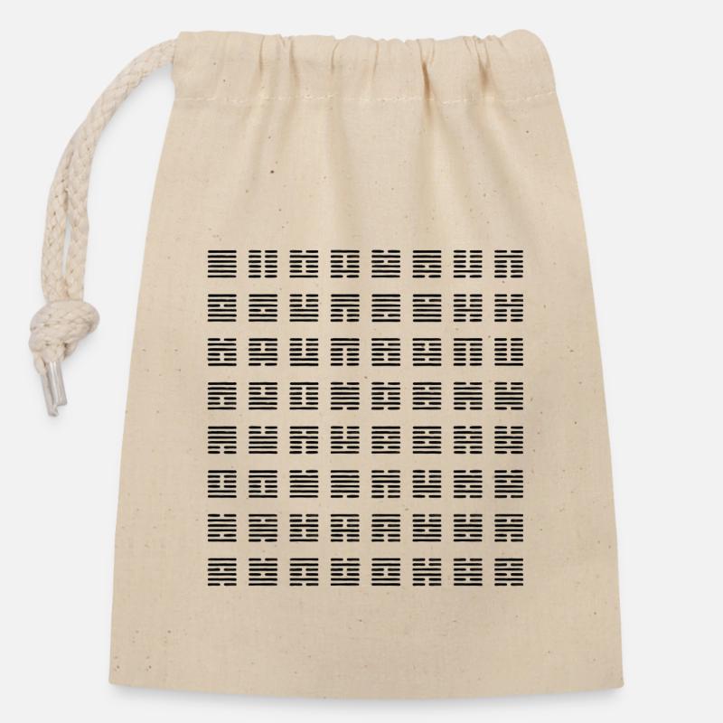 I CHING - I GING - Hexagram - Verschließbarer Geschenkbeutel aus Baumwolle (14x20cm) - Natur