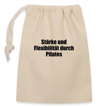 Pilates - Stärke und Flexibilität durch Pilates - Verschließbarer Geschenkbeutel aus Baumwolle (14x20cm) - Natur - Vorne