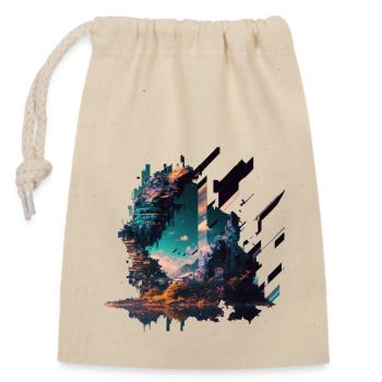 Ville japonaise futuriste - Sac cadeau en coton avec cordon (14 x 20 cm) - nature - Devant