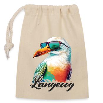 Langeoog holiday cool colorful seagull with sunglasses - Closable cotton gift bag (14x20cm) - nature - Front