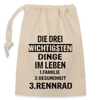 Rennrad - Verschließbarer Geschenkbeutel aus Baumwolle (14x20cm) - Natur - Vorne