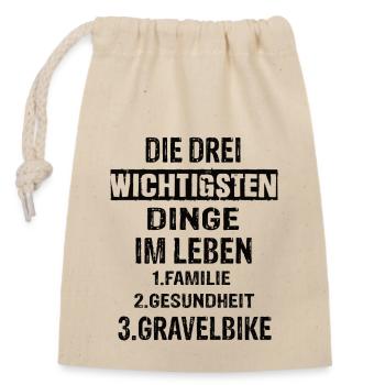 Gravel Bike - Verschließbarer Geschenkbeutel aus Baumwolle (14x20cm) - Natur - Vorne
