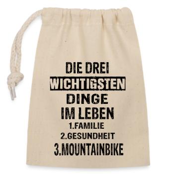 Mountainbike - Verschließbarer Geschenkbeutel aus Baumwolle (14x20cm) - Natur - Vorne