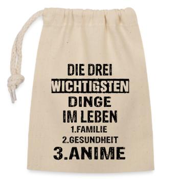 Anime - Verschließbarer Geschenkbeutel aus Baumwolle (14x20cm) - Natur - Vorne
