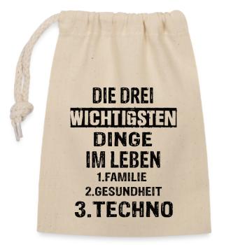 Techno - Verschließbarer Geschenkbeutel aus Baumwolle (14x20cm) - Natur - Vorne