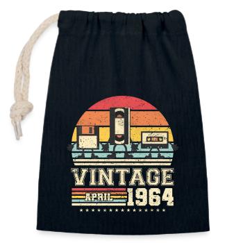 59th birthday April Born in 1964 Gift idea - Closable cotton gift bag (14x20cm) - navy - Front