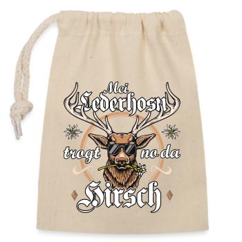 Trachtenshirt Herren Trachten T-Shirt Lederhose - Verschließbarer Geschenkbeutel aus Baumwolle (14x20cm) - Natur - Vorne