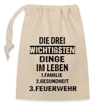 Feuerwehr - Verschließbarer Geschenkbeutel aus Baumwolle (14x20cm) - Natur - Vorne