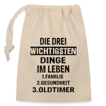 Oldtimer - Verschließbarer Geschenkbeutel aus Baumwolle (14x20cm) - Natur - Vorne