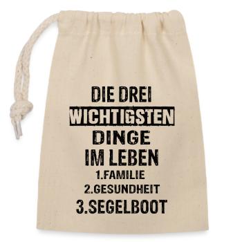 Segelboot - Verschließbarer Geschenkbeutel aus Baumwolle (14x20cm) - Natur - Vorne
