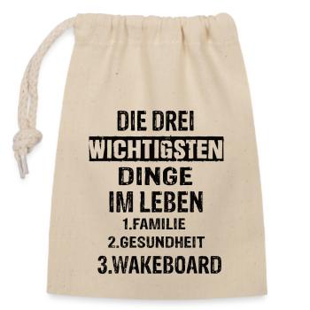 Wakeboard - Verschließbarer Geschenkbeutel aus Baumwolle (14x20cm) - Natur - Vorne