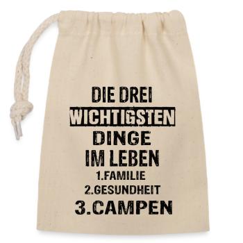 Campen - Verschließbarer Geschenkbeutel aus Baumwolle (14x20cm) - Natur - Vorne