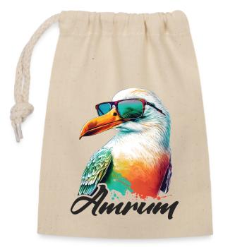 Amrum vacances mouette colorée fraîche avec des lunettes de soleil - Sac cadeau en coton avec cordon (14 x 20 cm) - nature - Devant