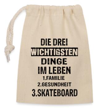 Skateboard - Verschließbarer Geschenkbeutel aus Baumwolle (14x20cm) - Natur - Vorne