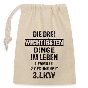 Lkw - Verschließbarer Geschenkbeutel aus Baumwolle (14x20cm) - Natur - Vorne