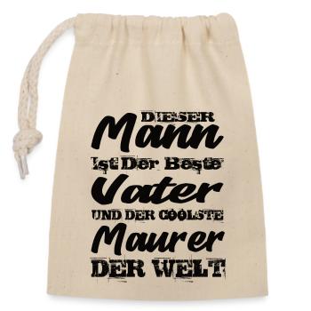 Vater und Maurer - Verschließbarer Geschenkbeutel aus Baumwolle (14x20cm) - Natur - Vorne