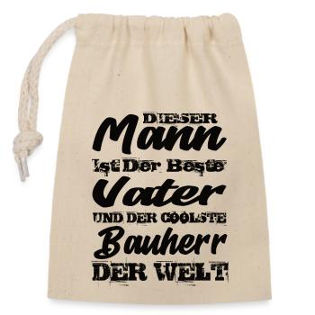 Vater und Bauherr - Verschließbarer Geschenkbeutel aus Baumwolle (14x20cm) - Natur - Vorne