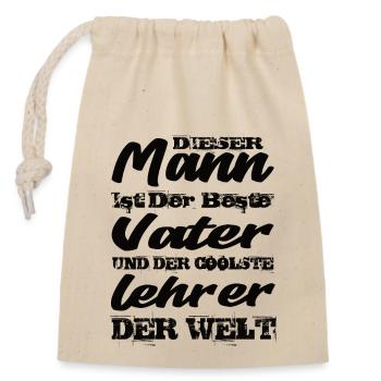 Vater Und Lehrer - Verschließbarer Geschenkbeutel aus Baumwolle (14x20cm) - Natur - Vorne