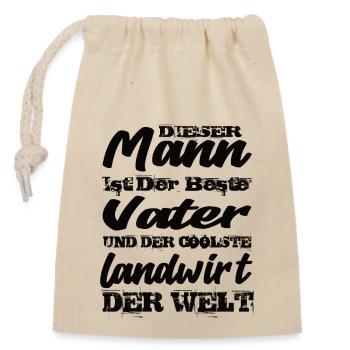 Vater und Landwirt - Verschließbarer Geschenkbeutel aus Baumwolle (14x20cm) - Natur - Vorne