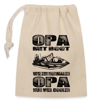 Opa Mit Boot Wie Ein Normaler Opa Nur Cooler - Verschließbarer Geschenkbeutel aus Baumwolle (14x20cm) - Natur - Vorne